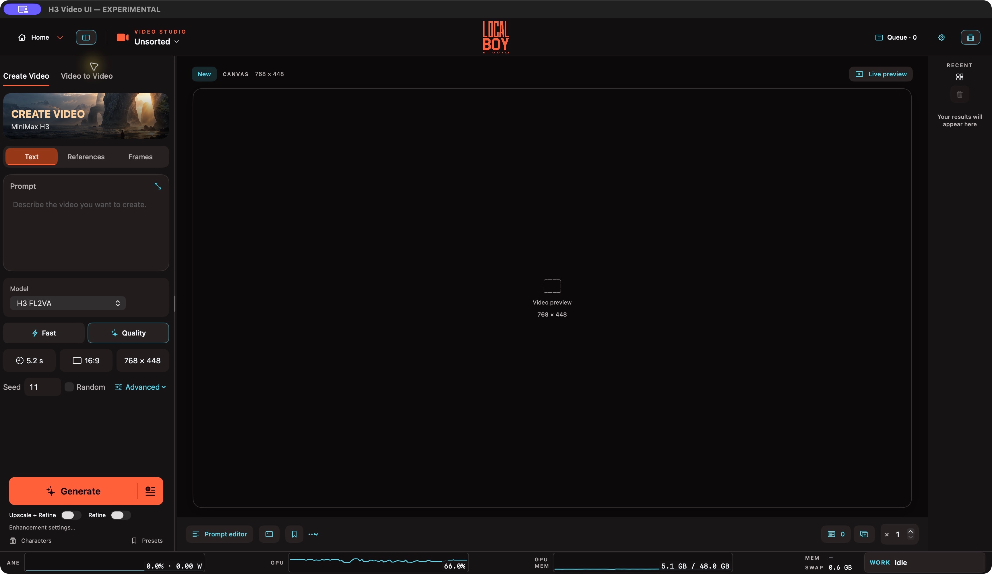 Video Studio interface with illustrative cinematic content