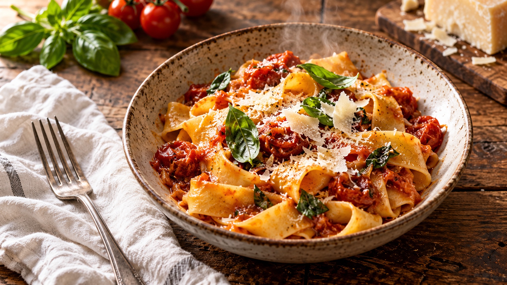 Pasta, fresh basil and the warmth of an Italian cafe.
